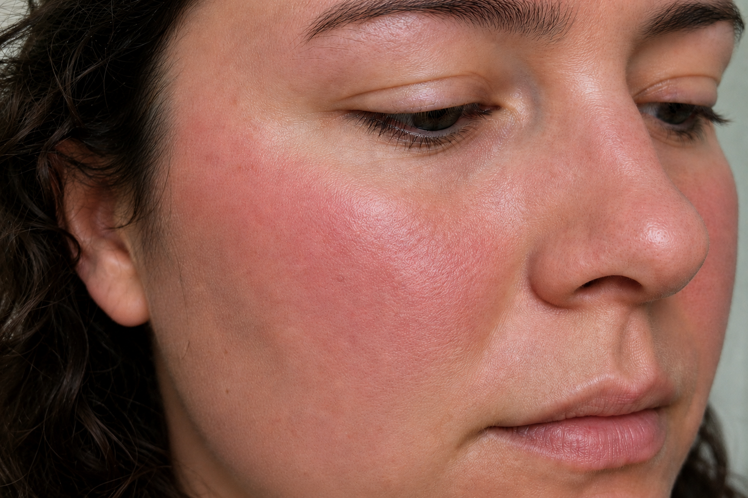 Avant routine Redless — Peau sensible avec rougeurs importantes sur les joues